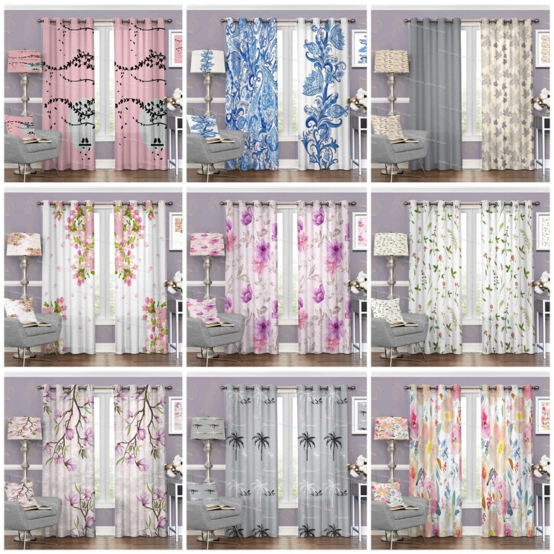 پرده چاپی طرح گل، مناسب دکوراسیون داخلی