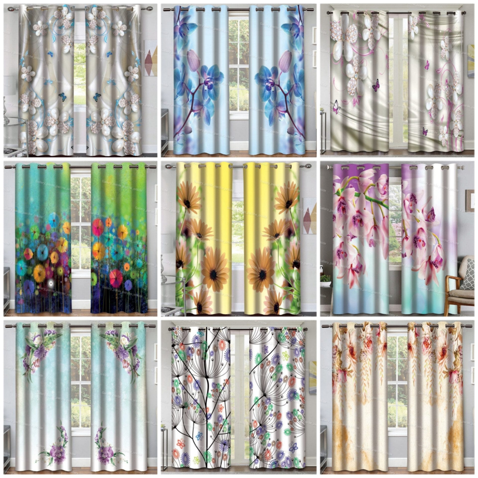 پرده چاپی طرح گُل، مناسب دکوراسیون داخلی