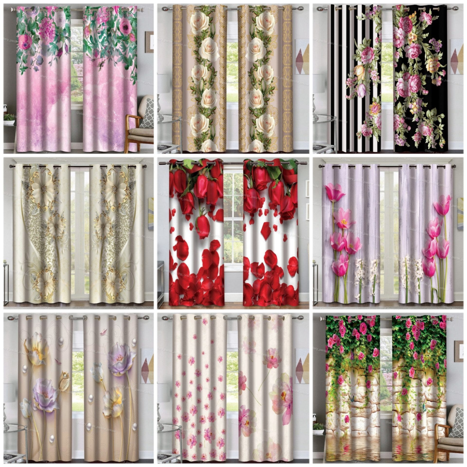 پرده چاپی طرح گُل، مناسب دکوراسیون داخلی