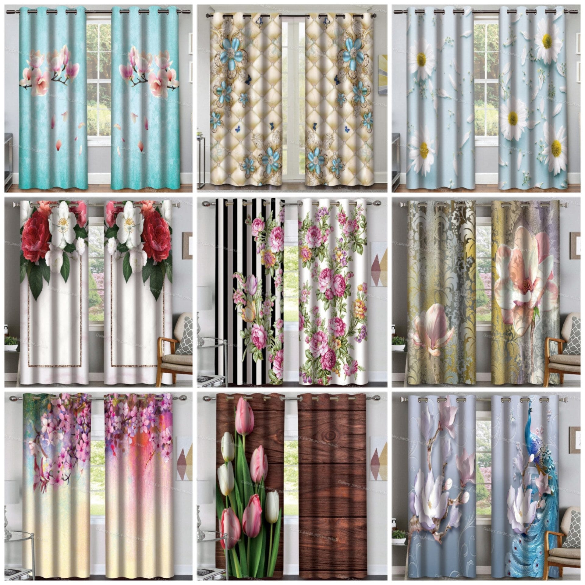 پرده چاپی طرح گُل، مناسب دکوراسیون داخلی