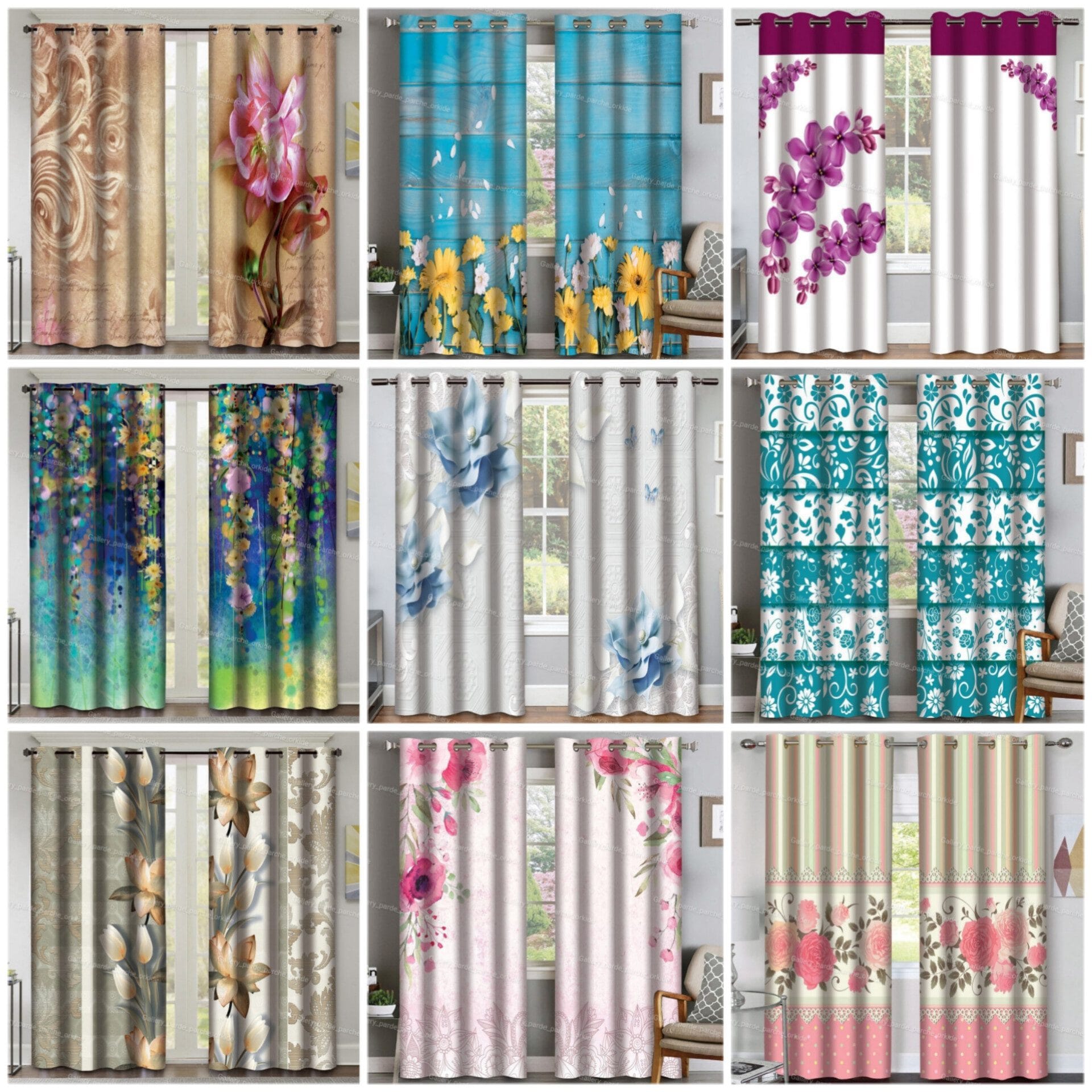 پرده چاپی طرح گُل، مناسب دکوراسیون داخلی