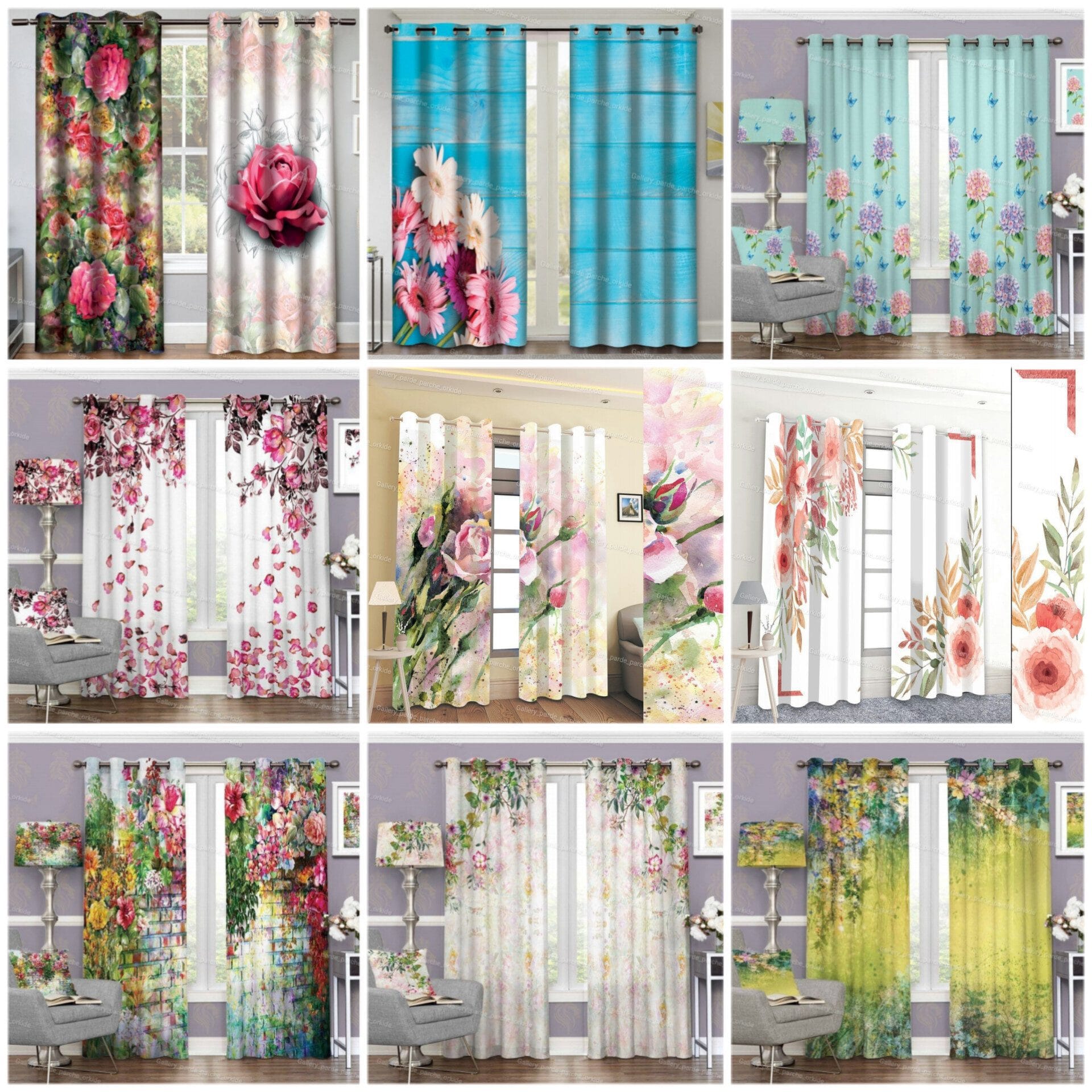 پرده چاپی طرح گُل، مناسب دکوراسیون داخلی