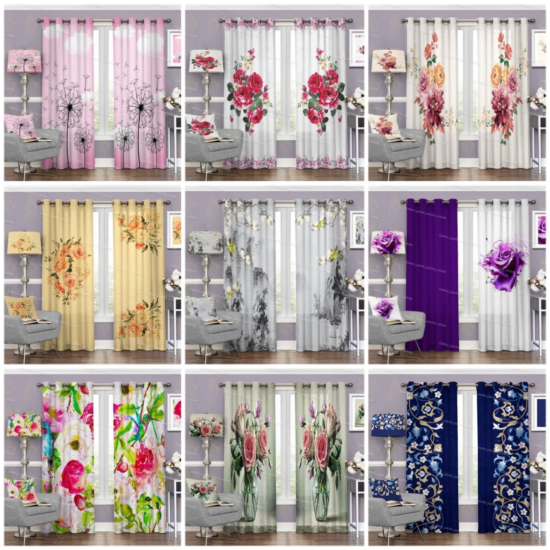 پرده چاپی طرح گُل، مناسب دکوراسیون داخلی