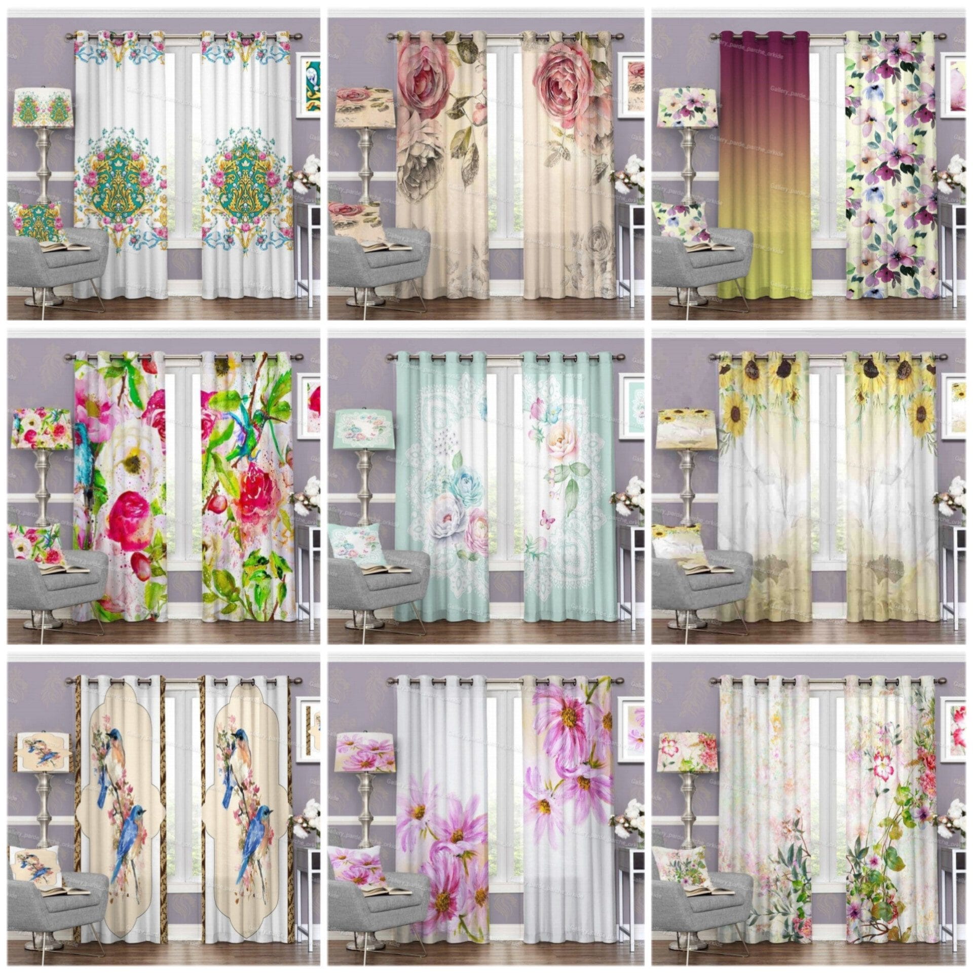 پرده چاپی طرح گُل، مناسب دکوراسیون داخلی