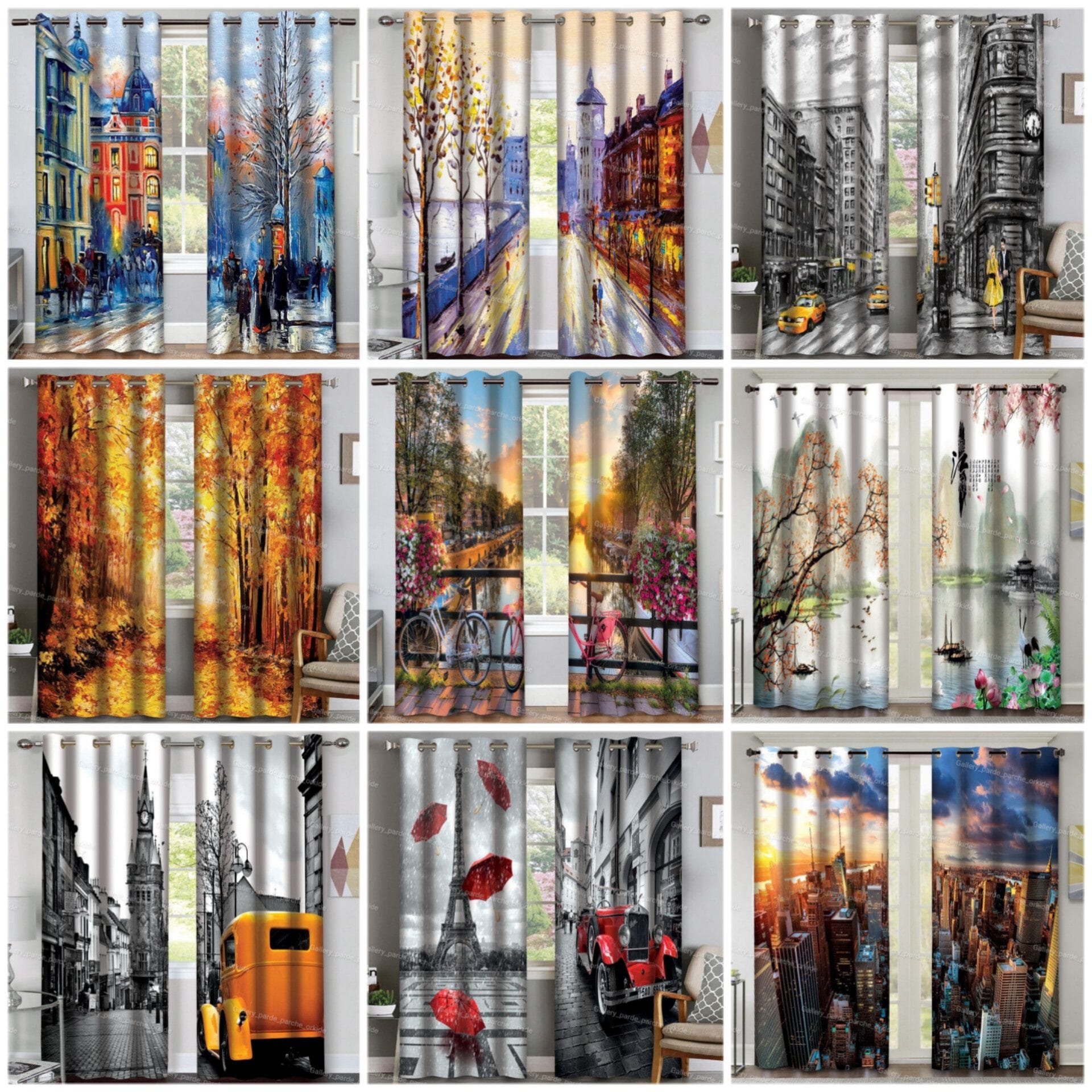 پرده تصویری طرح طبیعت، مناسب برای دکوراسیون اتاق نشیمن و اتاق خواب، با تصاویر طبیعی و زیبا