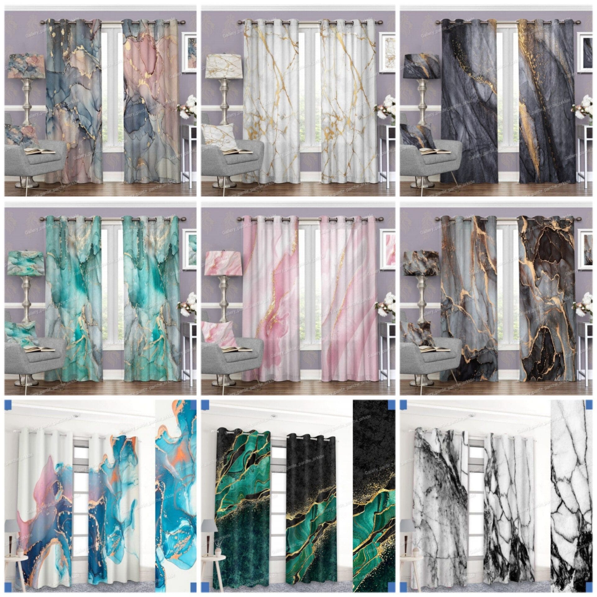 پرده چاپی با طرح سنگ، مناسب برای دکوراسیون‌های مدرن و فضای مینیمال