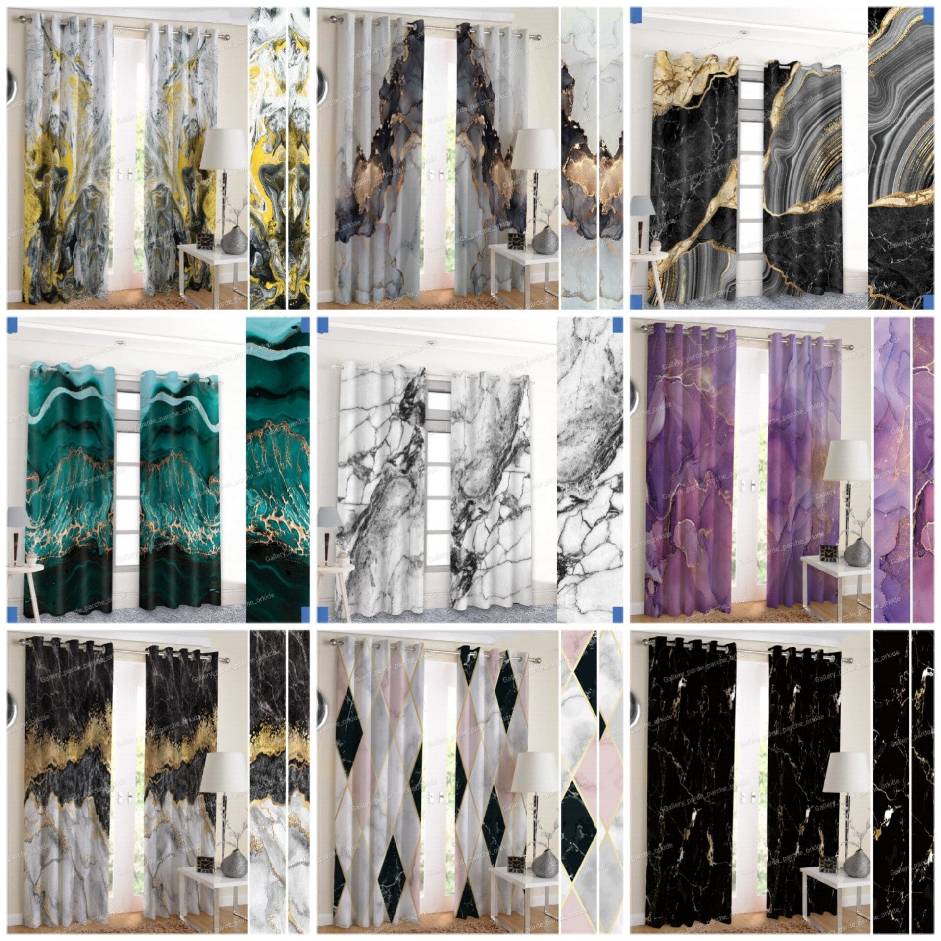 پرده چاپی با طرح سنگ، مناسب برای دکوراسیون‌های مدرن و فضای مینیمال