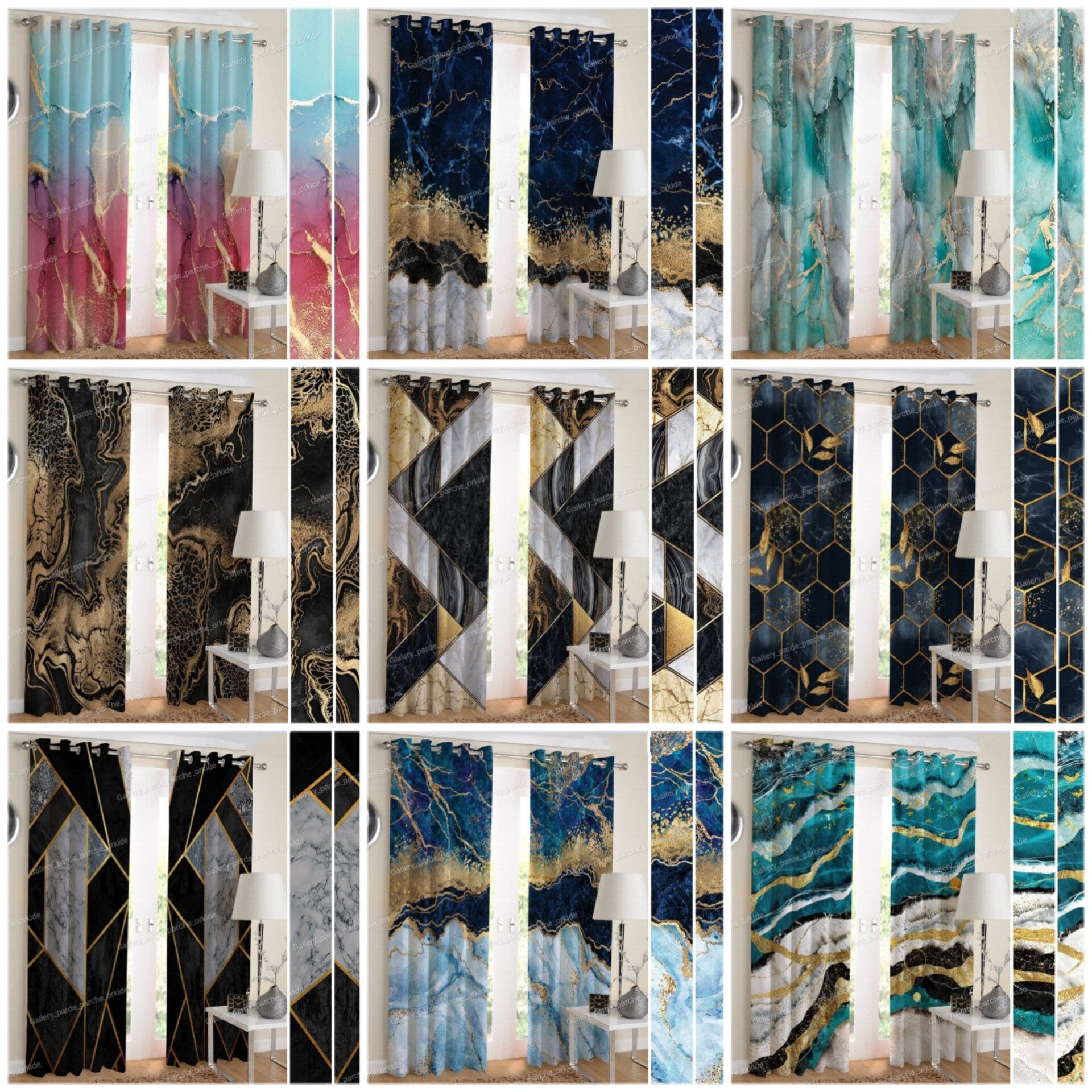 پرده چاپی با طرح سنگ، مناسب برای دکوراسیون‌های مدرن و فضای مینیمال