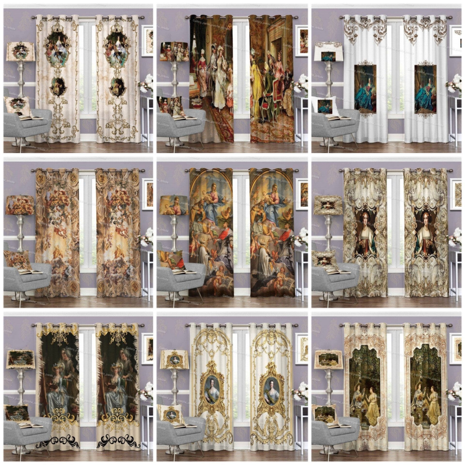 پرده چاپی با طرح اروپایی، مناسب برای دکوراسیون‌های کلاسیک و لوکس