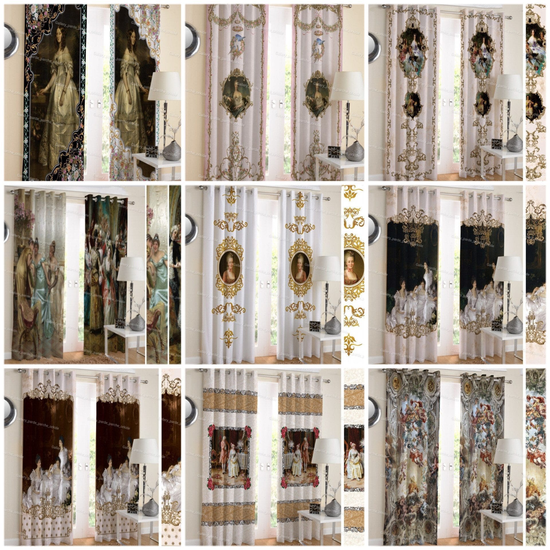 پرده چاپی با طرح اروپایی، مناسب برای دکوراسیون‌های کلاسیک و لوکس