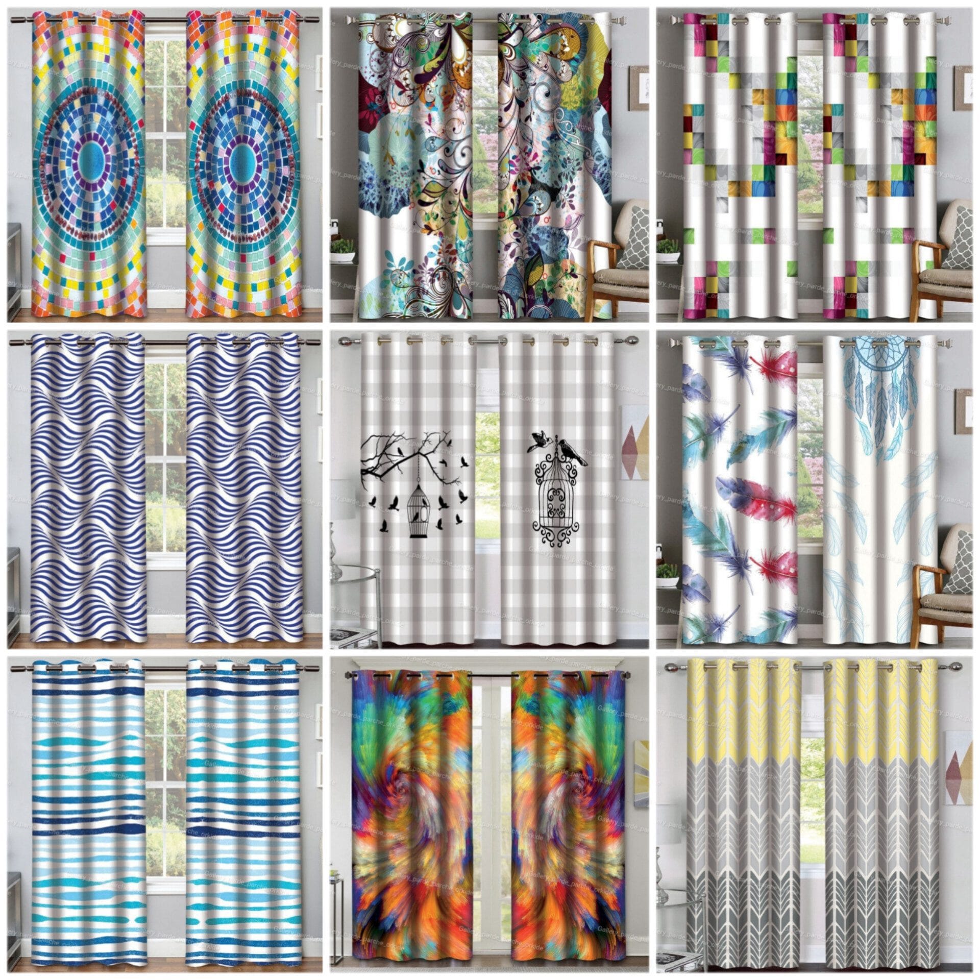 پرده چاپی طرح مدرن برای دکوراسیون داخلی با سبک مدرن