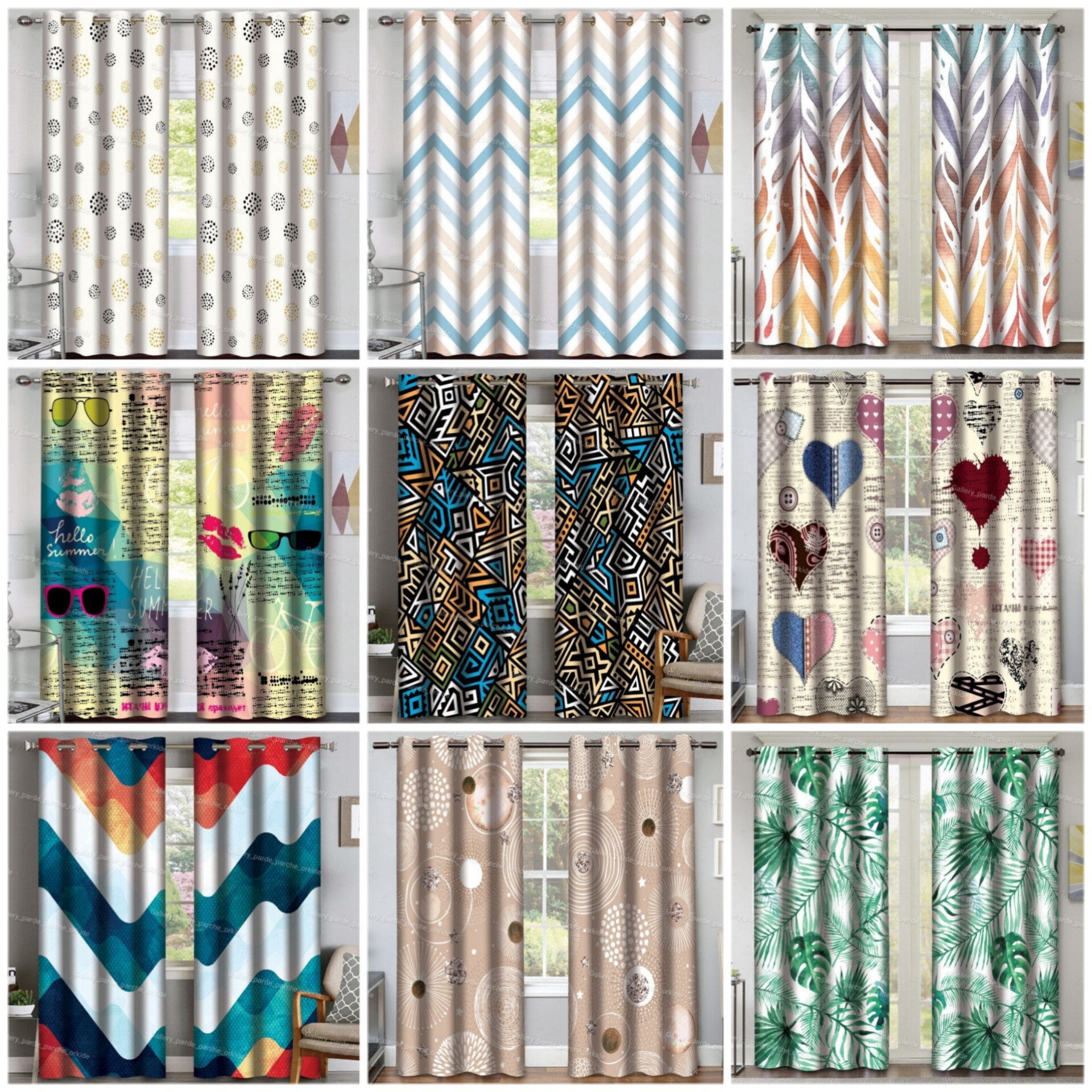 پرده چاپی طرح مدرن برای دکوراسیون داخلی با سبک مدرن