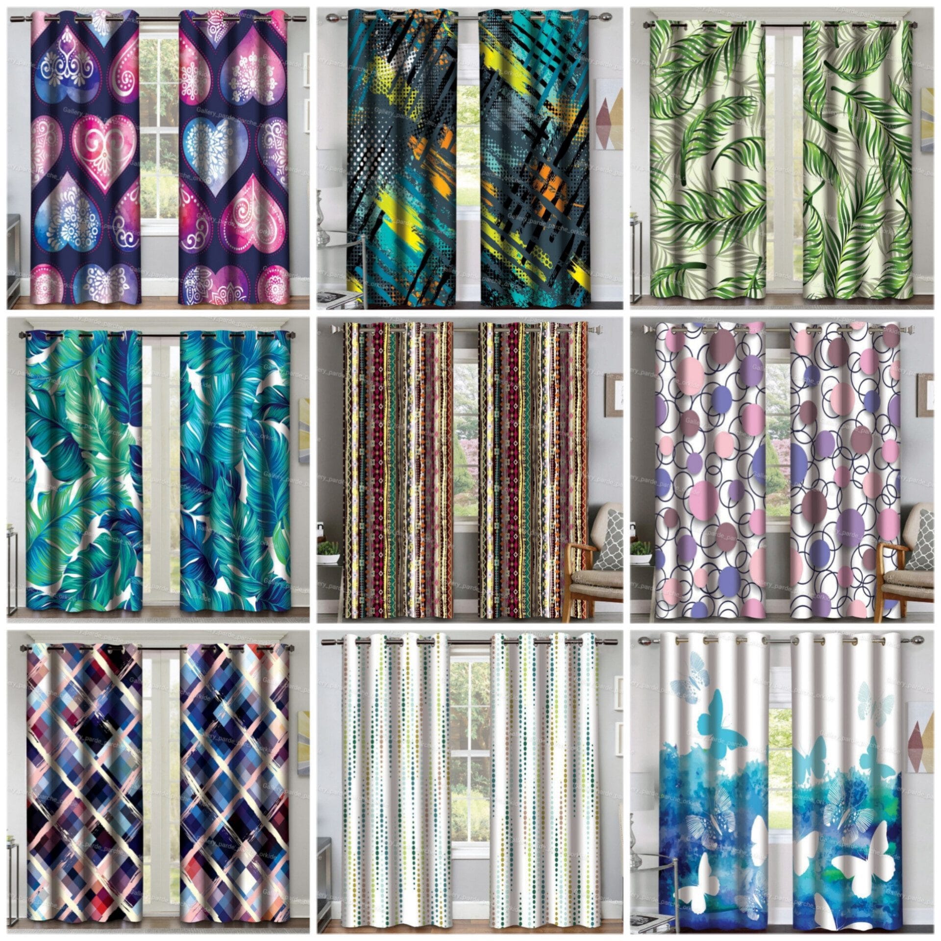 پرده چاپی طرح مدرن برای دکوراسیون داخلی با سبک مدرن