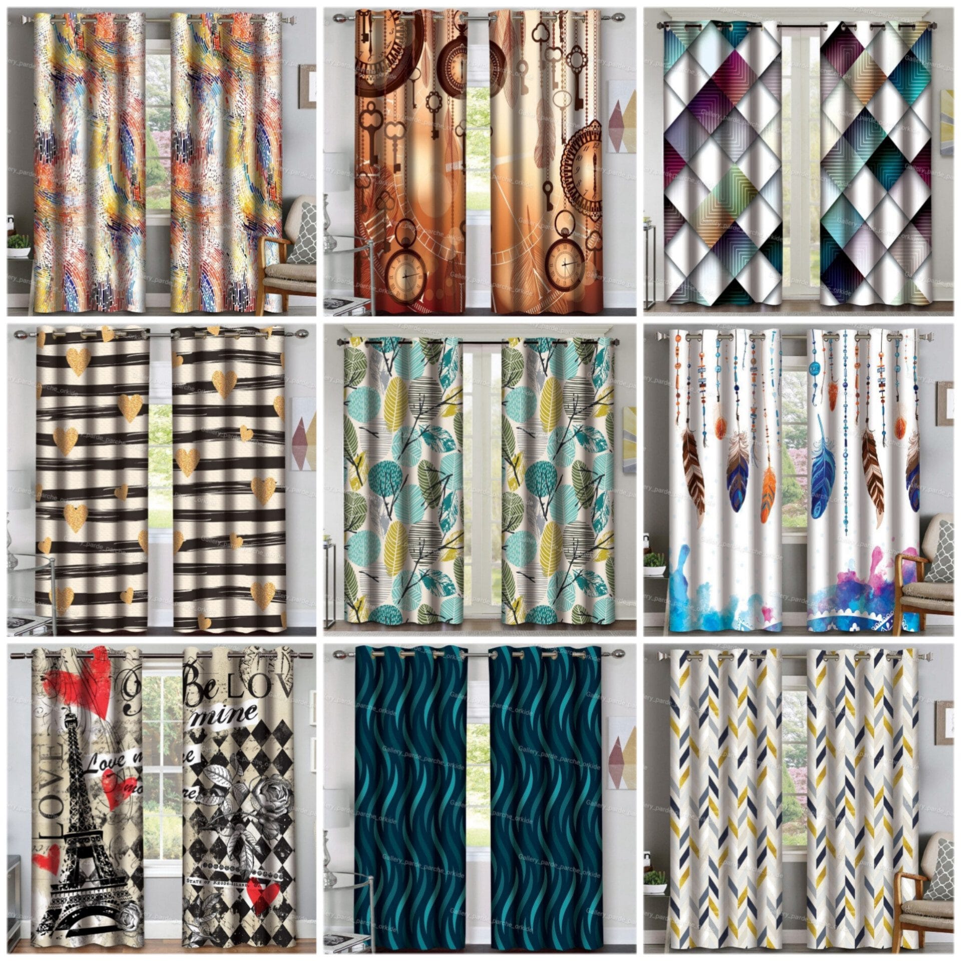 پرده چاپی طرح مدرن برای دکوراسیون داخلی با سبک مدرن