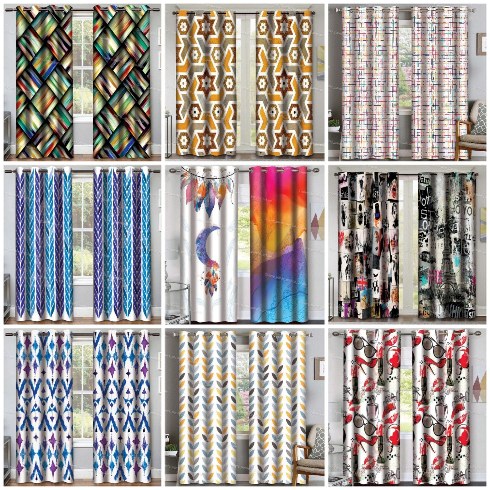 پرده چاپی طرح مدرن برای دکوراسیون داخلی با سبک مدرن