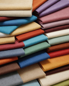 تصویر نمای نزدیک از پارچه متری بافت‌دار در رنگ طبیعی